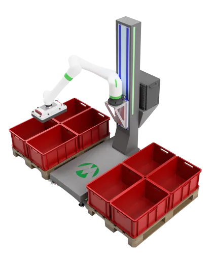 Roboter Be- und Entladeprozesse mit Trayloader und Flexibowl